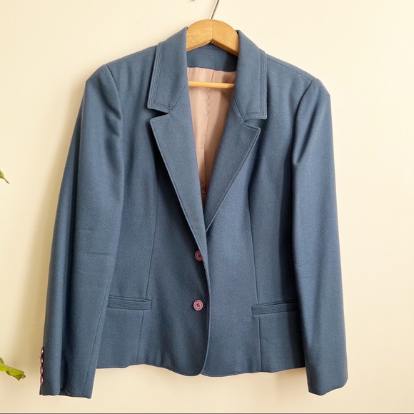 Vintage Jackets & Blazers - Vintage Blue Union Made Blazer Classic 100% Wool Lined Made in Canada